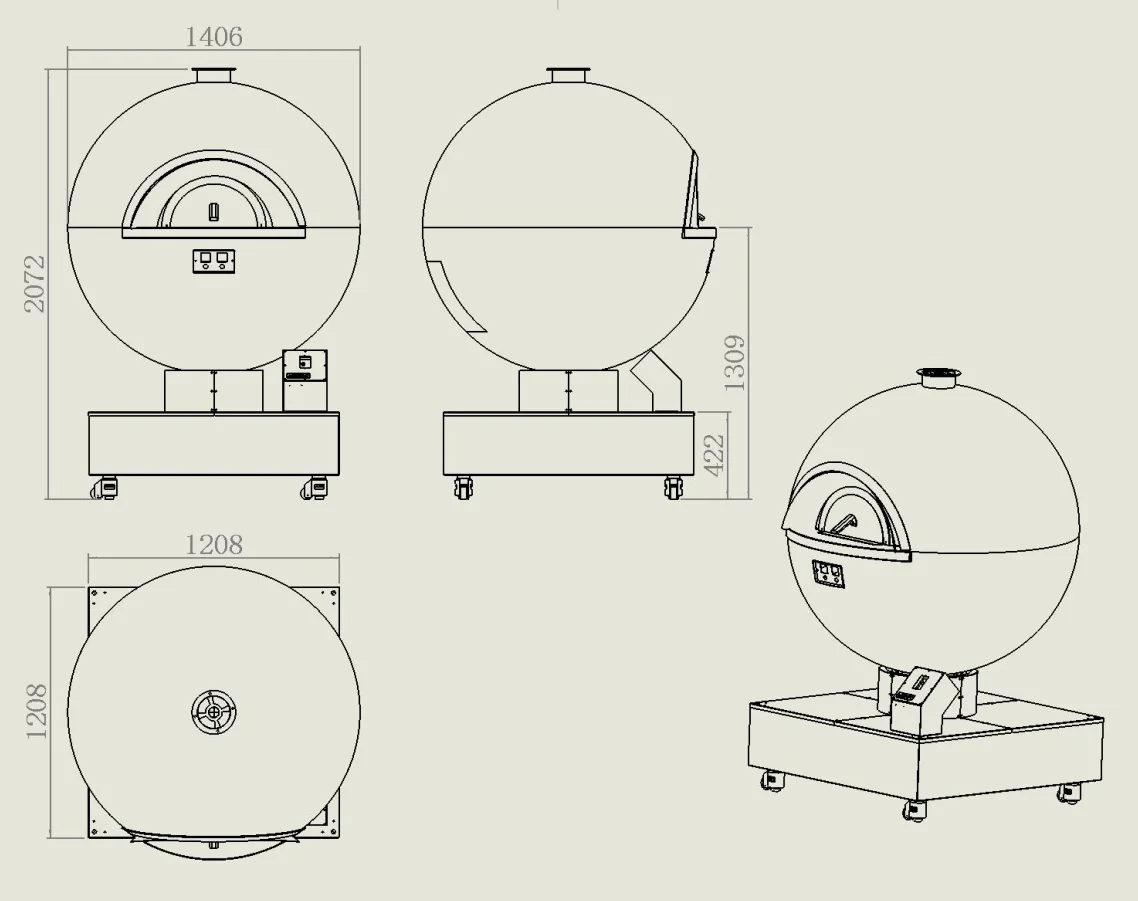 대용량 석재 피자 오븐 최대 500도로 네아폴리탄 피자 굽기 최소 1분 글로브 회전식 피자 킬른