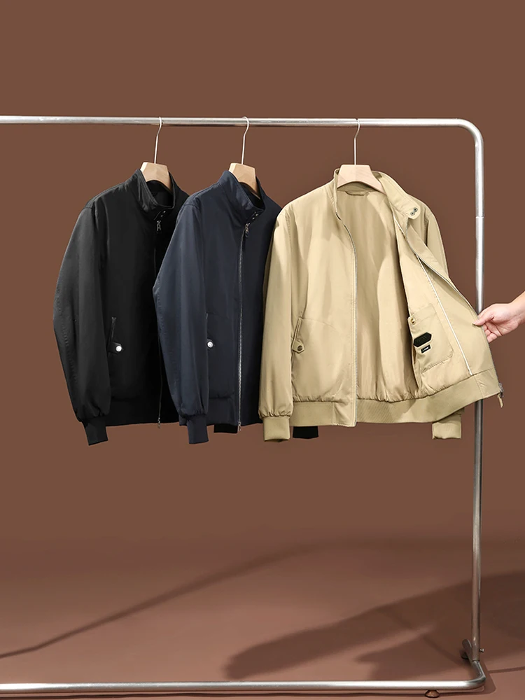 

Hardman Memory Metal Fabric G9 Harrington High End Spring Autumn Men Casual Stand Collar Jaet Outerwear