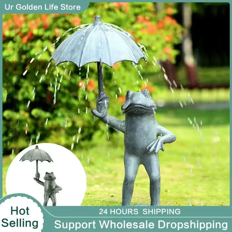 

Frog Umbrella Garden Statues Resin Sculptures Ornament Lawn Desktop Home Decoration Handmade Figurine Ornament Statue