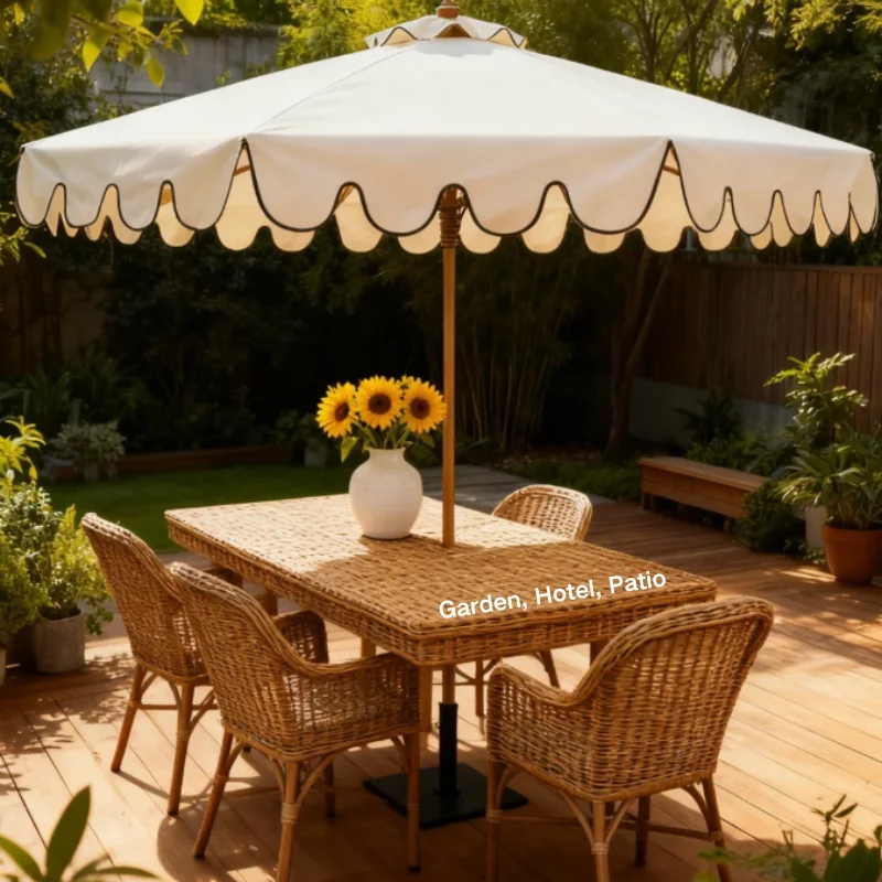 

Double-Layer Wave Design Aluminum Pole White Big Umbrella | Beach, Market & Wedding Sun Sunshade Outdoor Parasol Umbrella