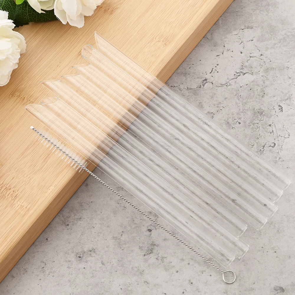 High Borosilicate Glass Straw Set Reusable Straw 12mm Wide Smoothie Straw for Bubble Tea Milkshakes Drinking for Bar Accessories