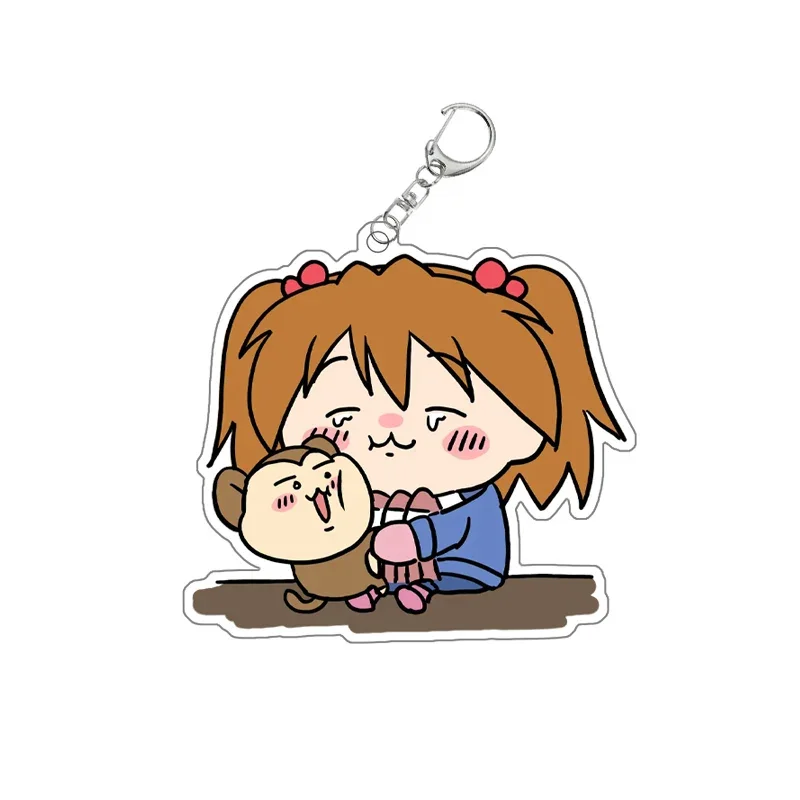 Cute Asuka Langley Soryu Acrylic Keychain Anime Peripheral Cartoon Backpack Key Pendant Itabag Decoration Goods Gift for Friend