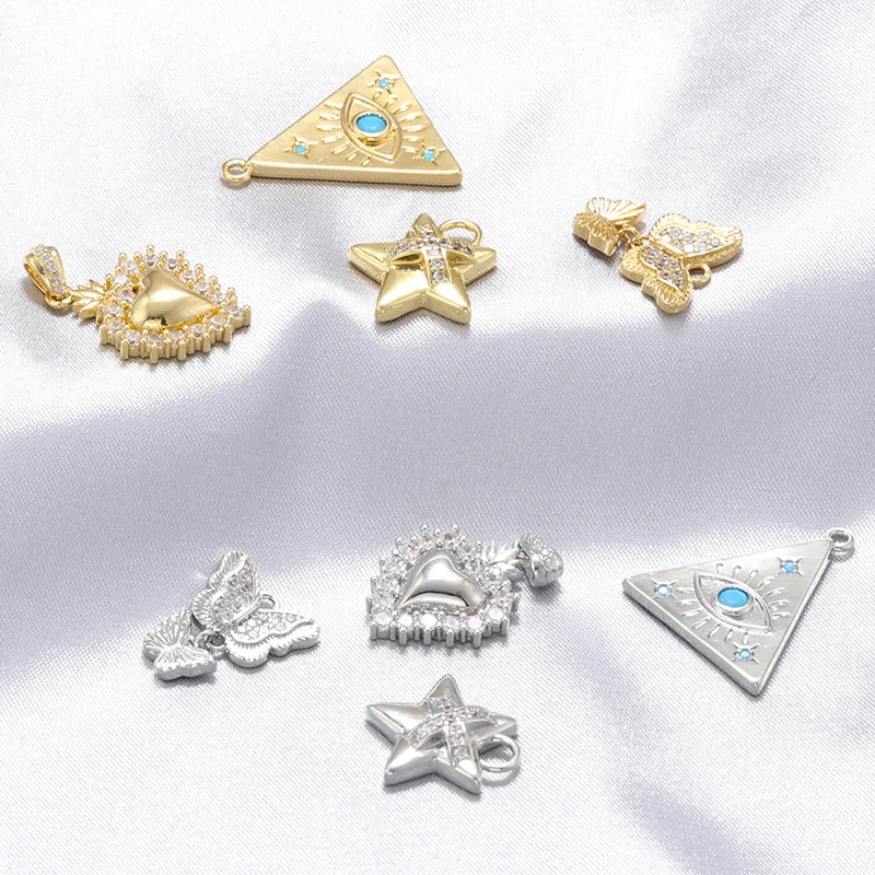 ZHUKOU Heart charms for jewelry making Band-Aid Star charms for jewelry double butterflies jewelry pendant wholesale VD1358