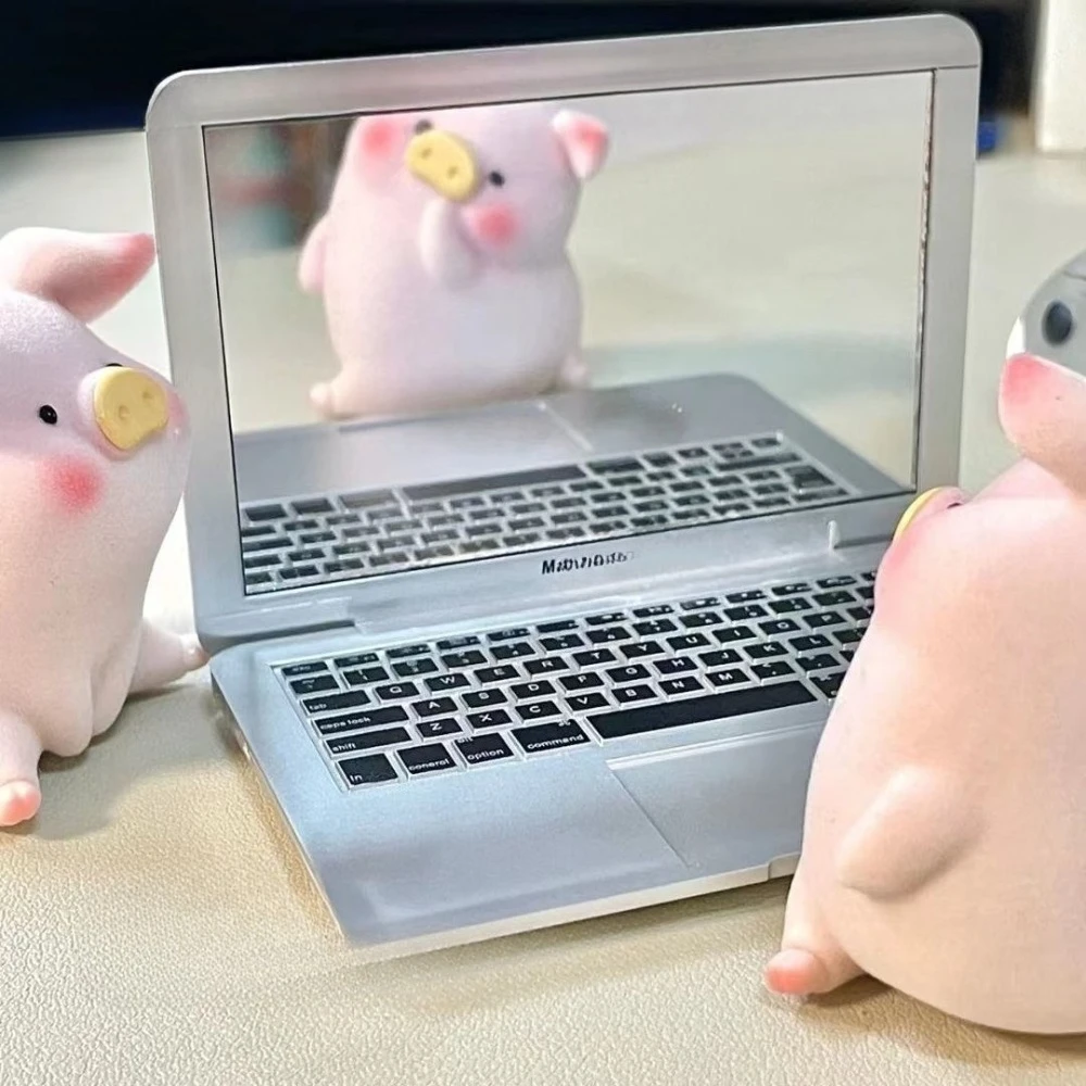 Prata notebook macbook ar computador compõem espelho de maquiagem portátil dobrável estudante compacto bonito espelho de bolso portátil