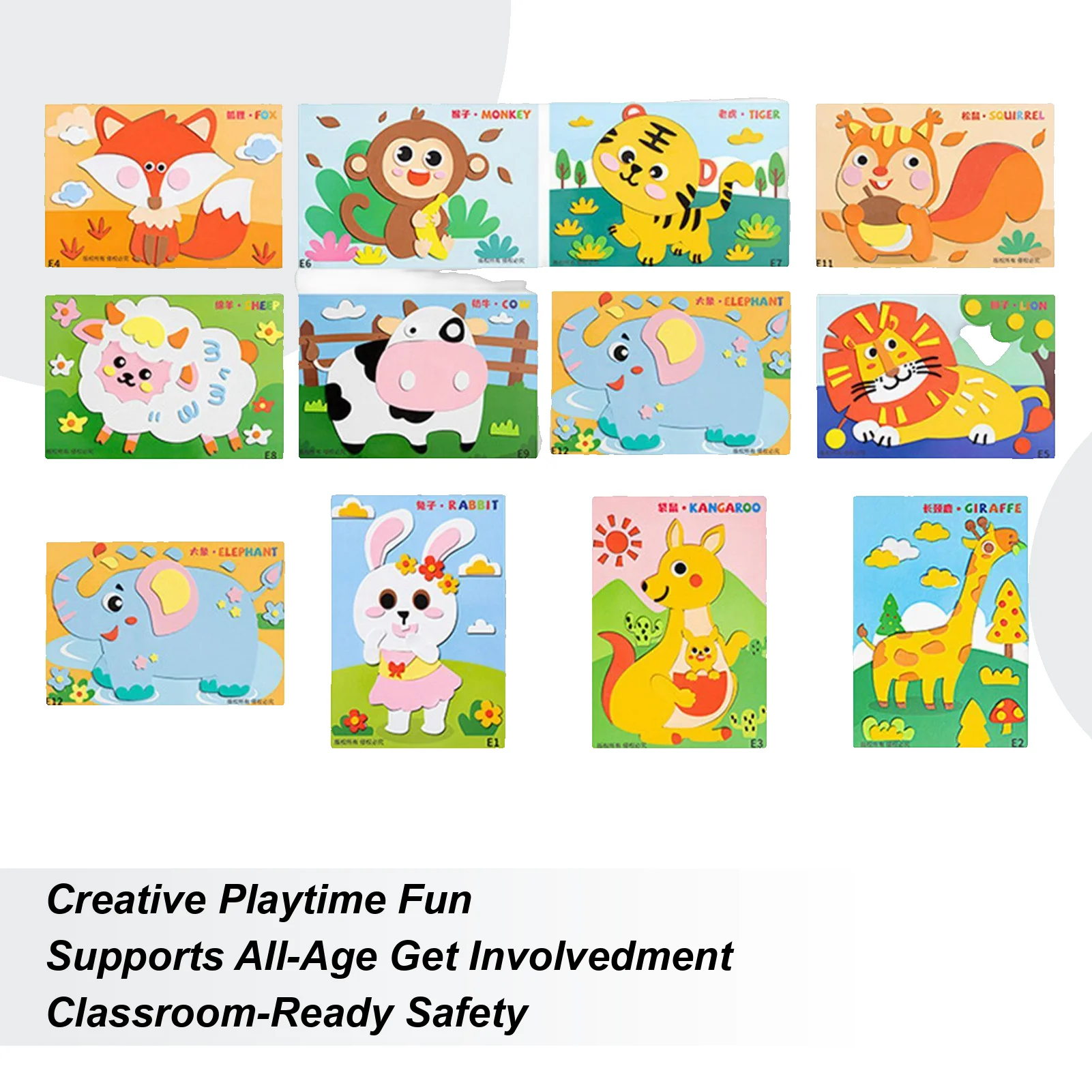 3D 동물 폼 스티커 재미있는 12개 조각 교육용 게임 어린이용 폼 퍼즐 데스크탑 크리스마스 아트 프로젝트 학교 가정 파티용