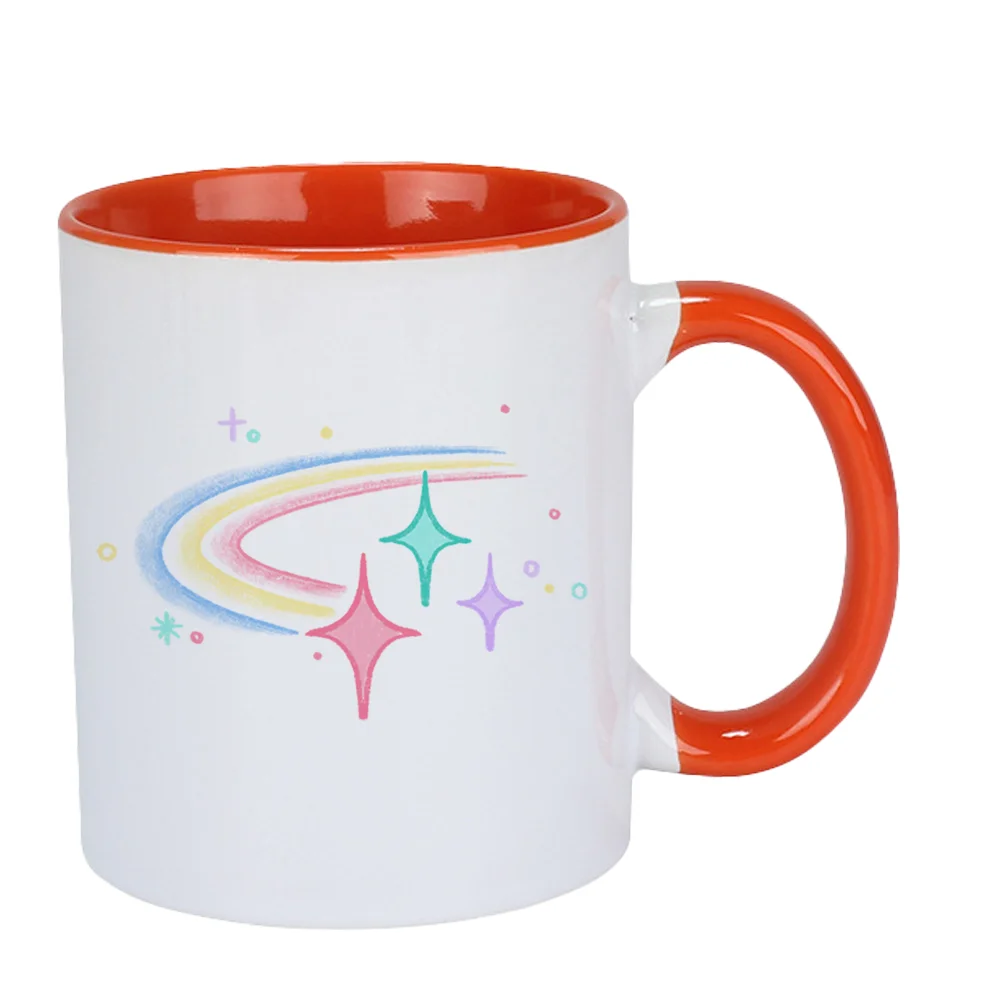 11oz Ceramic Coffee Mug with Colorful Rainbow Star Pattern for Summer Home Party and Daily Drinking Perfect for Birthday Holiday