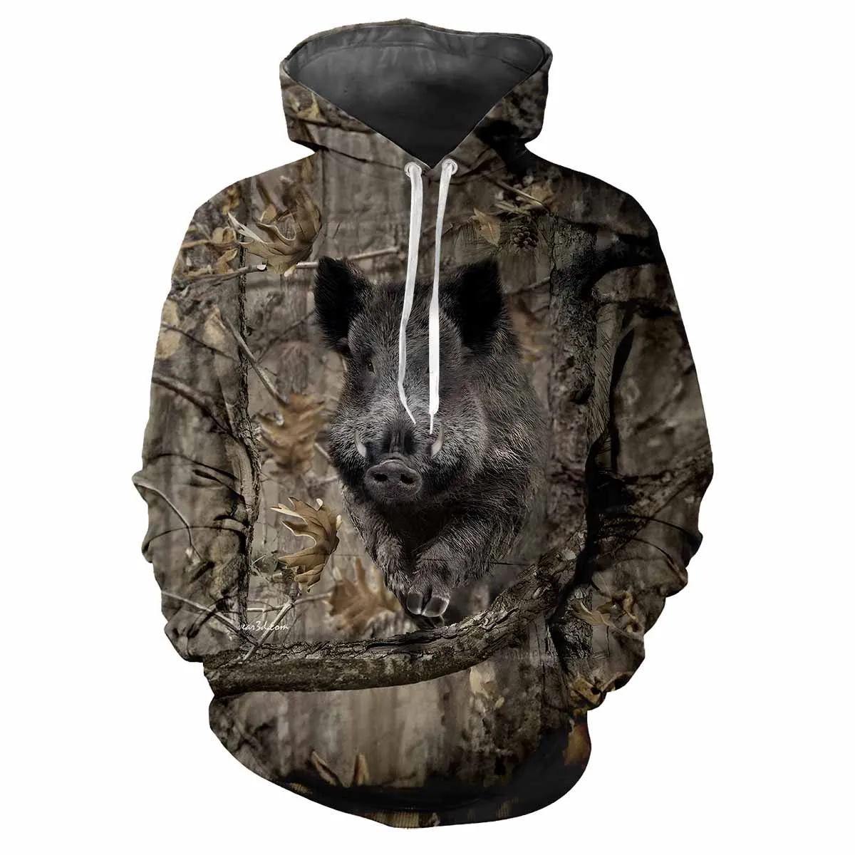 3D Wild Boar Print Men's Hoodie Outdoor Hunting Animals Camouflage Sweatshirt Summer Autumn Streetwear Trend Casual Pullover Top