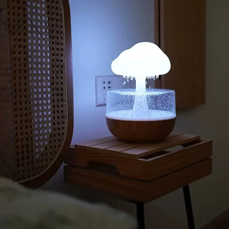 Cloud Humidifier Rain Colorful Mushroom Raindrop Sleep Aid  Atmosphere Lamp Night Light Essential Oil Humidifier Room Desktop