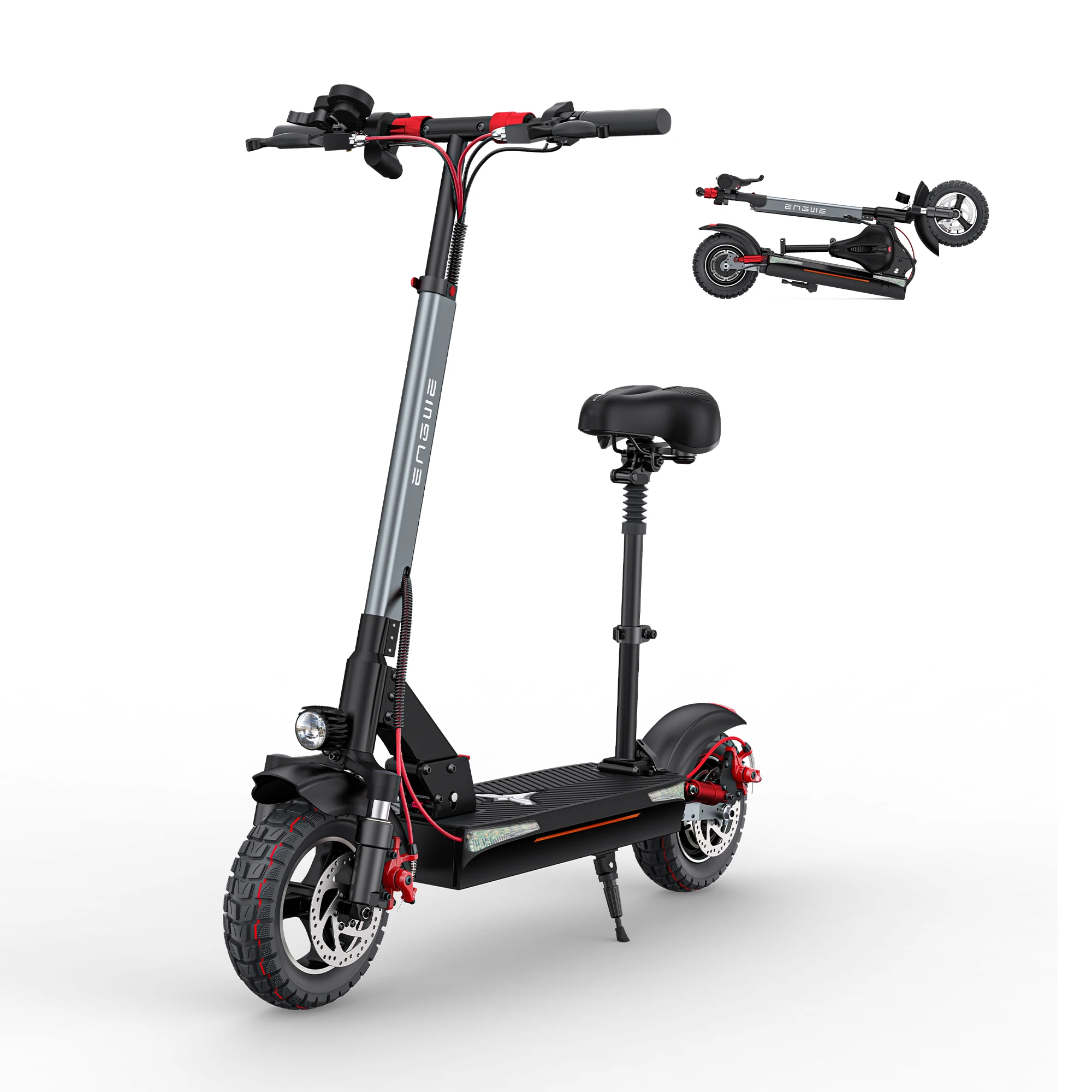 ENGWE 830W Peak Electric Folding Scooter, 48V 18.2AH, 43.5 Miles Range, 28mph, 10*4.0 Tires, Full Suspension, City & Rough Road