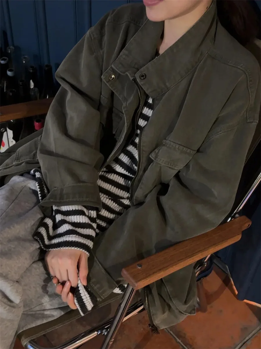 

Камуфляжная верхняя одежда в стиле ретро, женское модное универсальное теплое многослойное женское пальто East Gate, весна 2025 г.