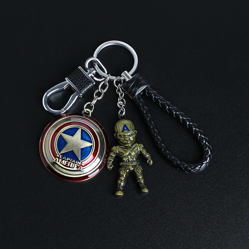 سلسلة مفاتيح مارفل سبايدر مان المنتقمون الأبطال الخارقين كابتن أمريكا سبيكة سيارة مفتاح سلسلة حقيبة الظهر قلادة كيرينغ الهدايا العملية #6