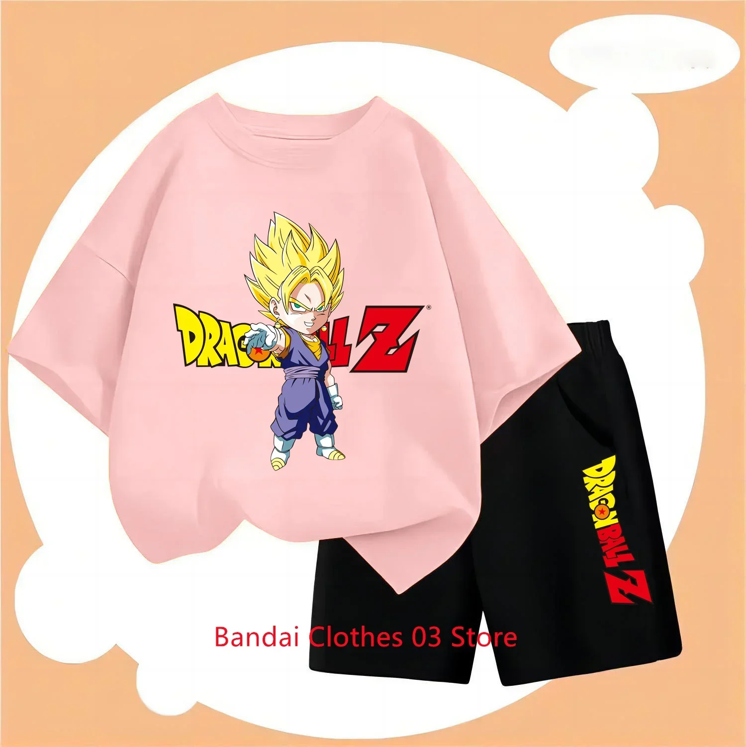 Dragon Ball Couple T-shirt Set Stitch Summer Korean Children's Clothing 2024 Little Girls Clothing Elementary Boy Mother Kids