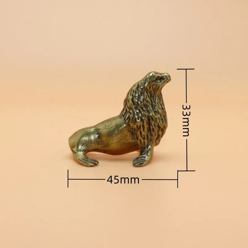Tea Pet Hand Fidget Antiqued Solid Brass Sea Lion Figurines Small Copper Ornament Study Office Desk Craft Home Decor Accessory