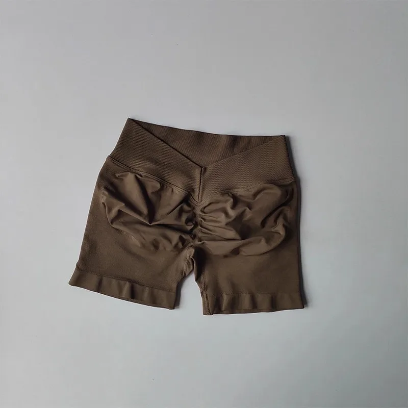 

Summer High Waisted Yoga Shorts Tummy Control Seamless Fitness Shorts Sexy Running Fitness Short Pants Solid Color Yoga Leggings