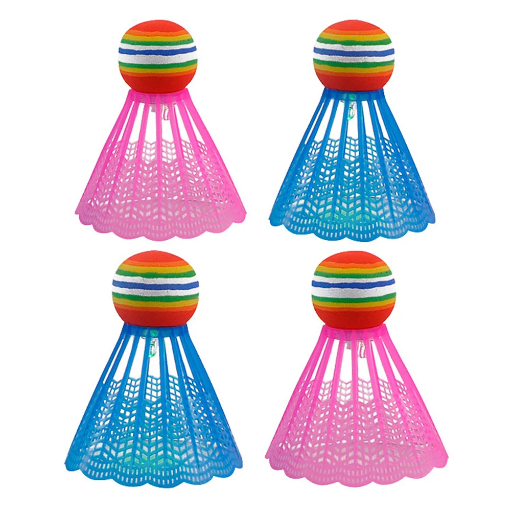 4 قطع LED ليلة توهج الريشة الريشة دائم النايلون ممارسة اللياقة البدنية في الهواء الطلق داخلي اللعب الريشة للمدرسة