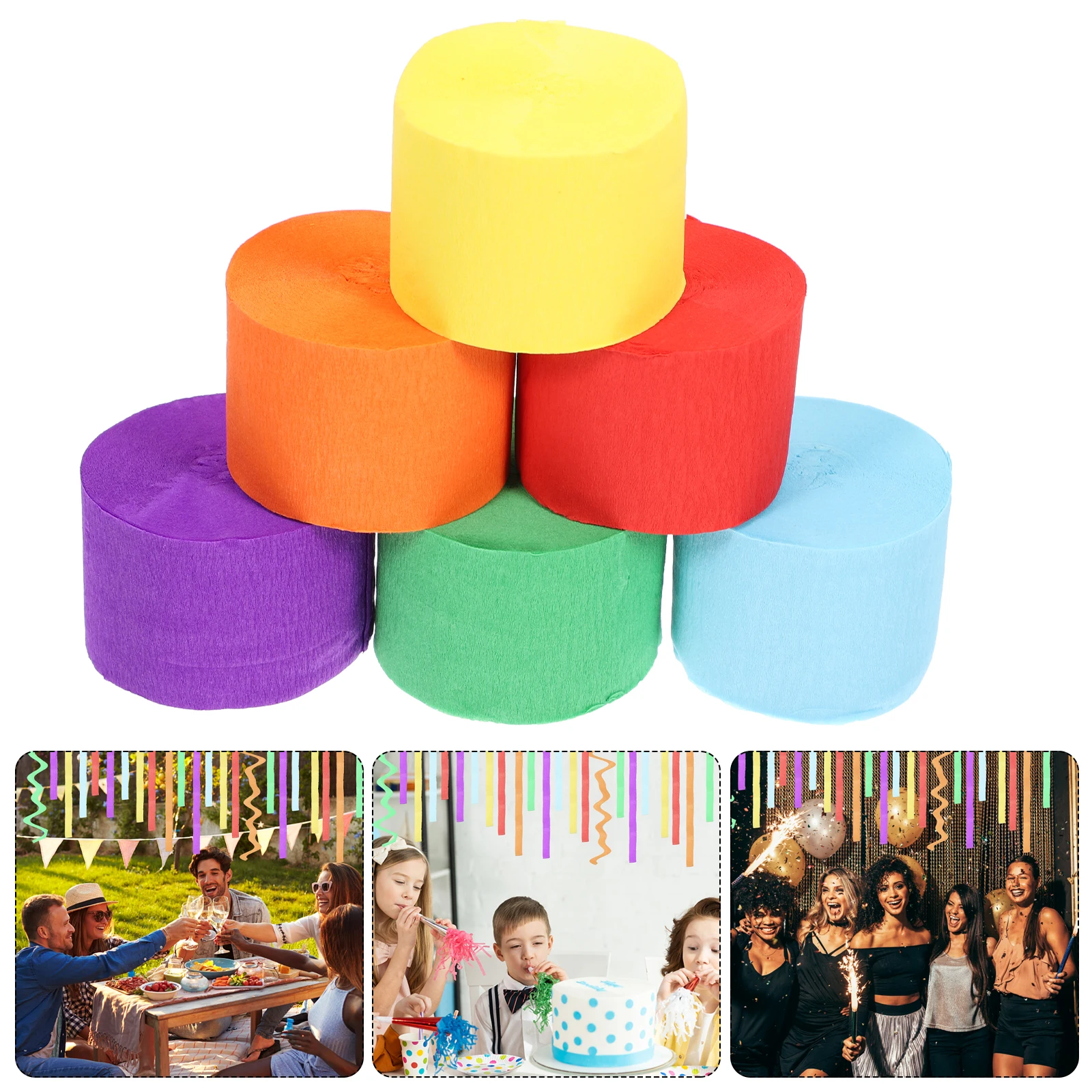 

Colored Crepe Paper Streamers 2 Sets Rainbow Birthday Decorations Green Hanging DIY Supplies Wedding Festivals