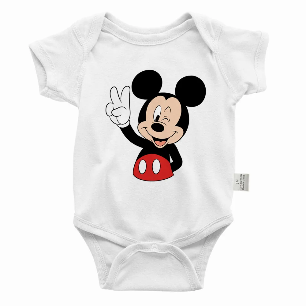 Mickey Mouse 0-24M Baby Girls Boys Printed Onesie Summer Newborn Romper Cotton Bodysuit Cartoon Baby Clothing Dropship