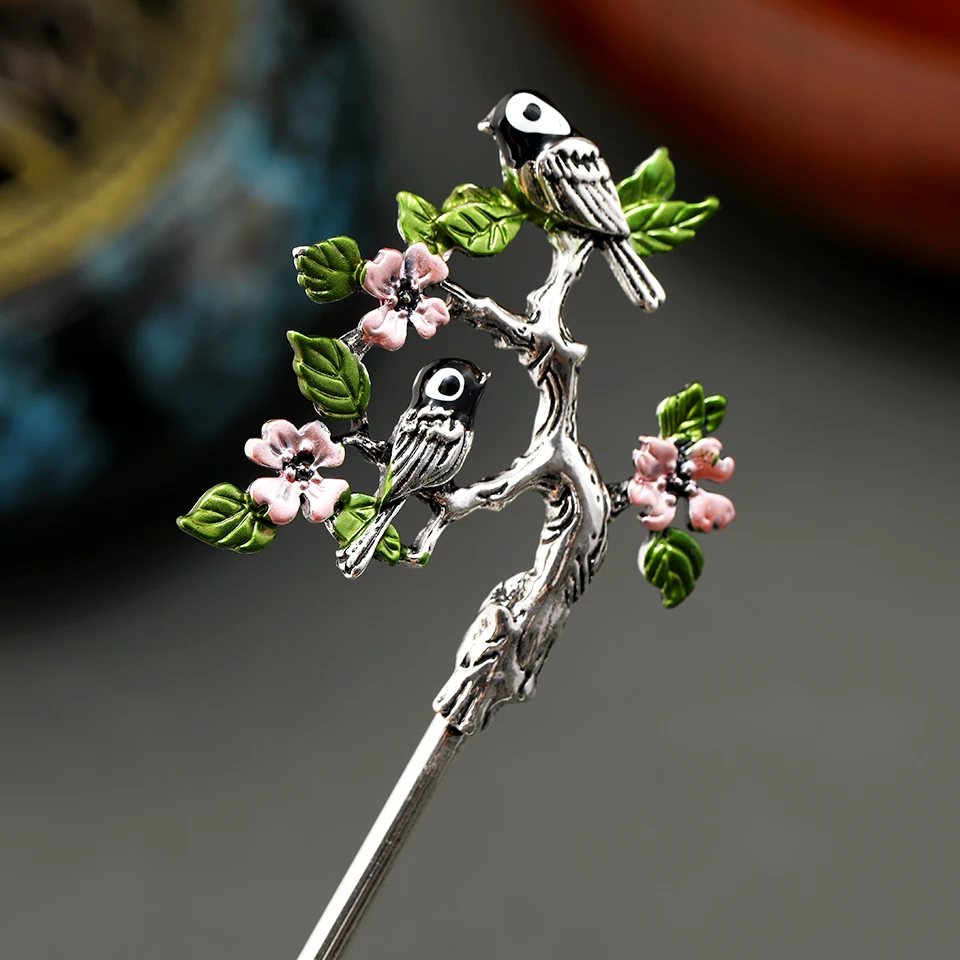 Muylinda Vintage Chinese Style Hanfu Hair Stick Women Metal Glaze Hair Fork Chopsticks Hairpin Woman Hair Jewelry Accessories