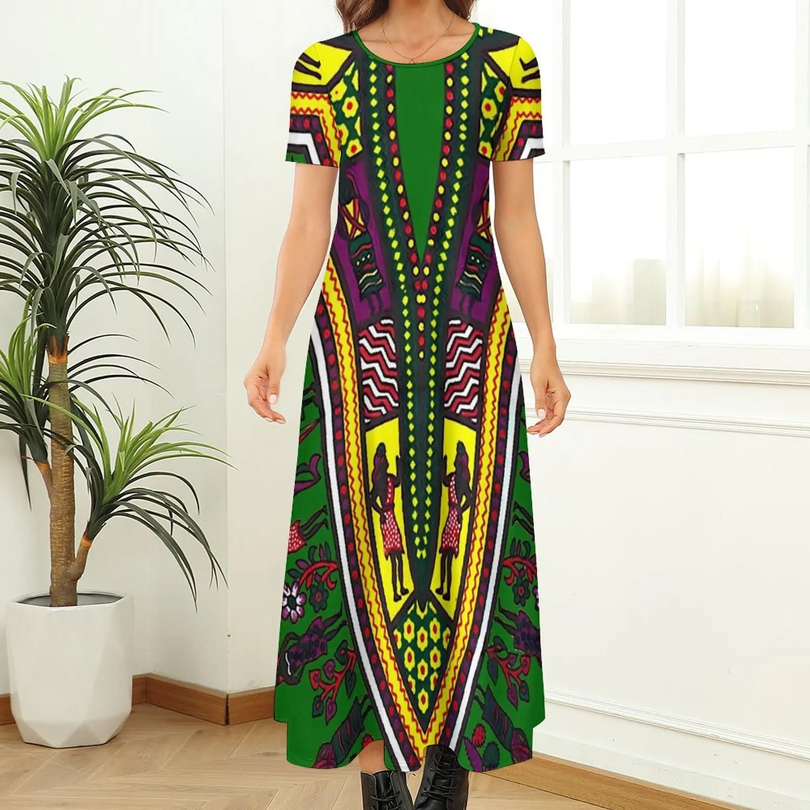 Sukienka inspirowana Dashiki zielony afrykański nadruk estetyczne długie sukienki plażowe Boho kobiece nowoczesne sukienki Maxi duże rozmiary 6XL 7XL