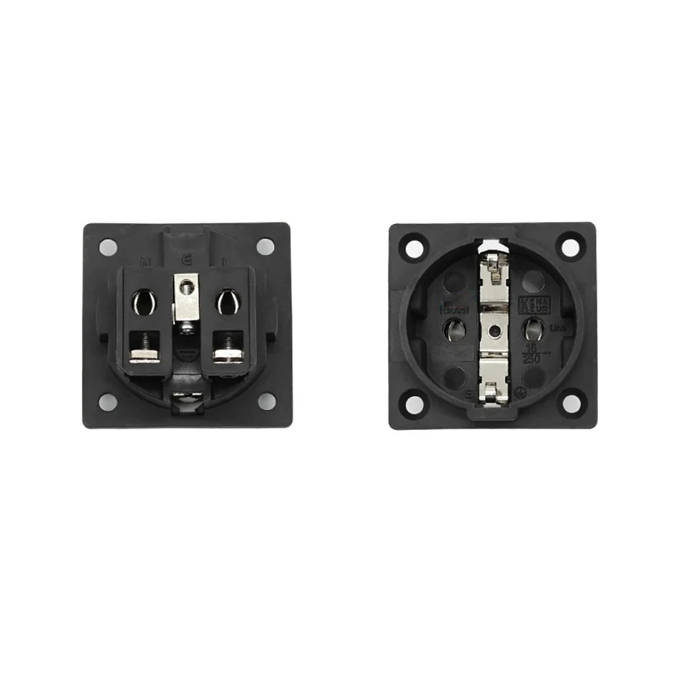 Pure Copper Rhodium Plated Schuko Socket AC 250V 16A EU Standard Chassis Socket Premium Contact For HIFI Audio Power Receptacle