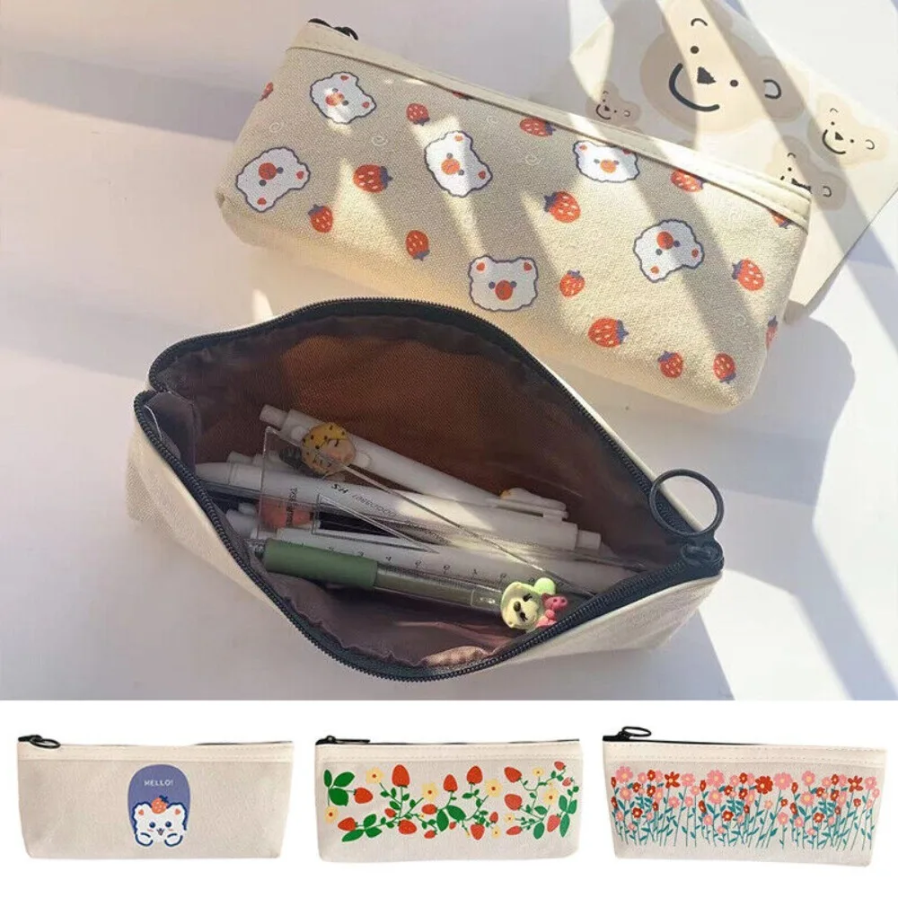 

Canvas Pencil Bag School Box Pouch Statione Little Bear Pen Holder Desktop Stationery Organizer School Supplies Pencil Cases