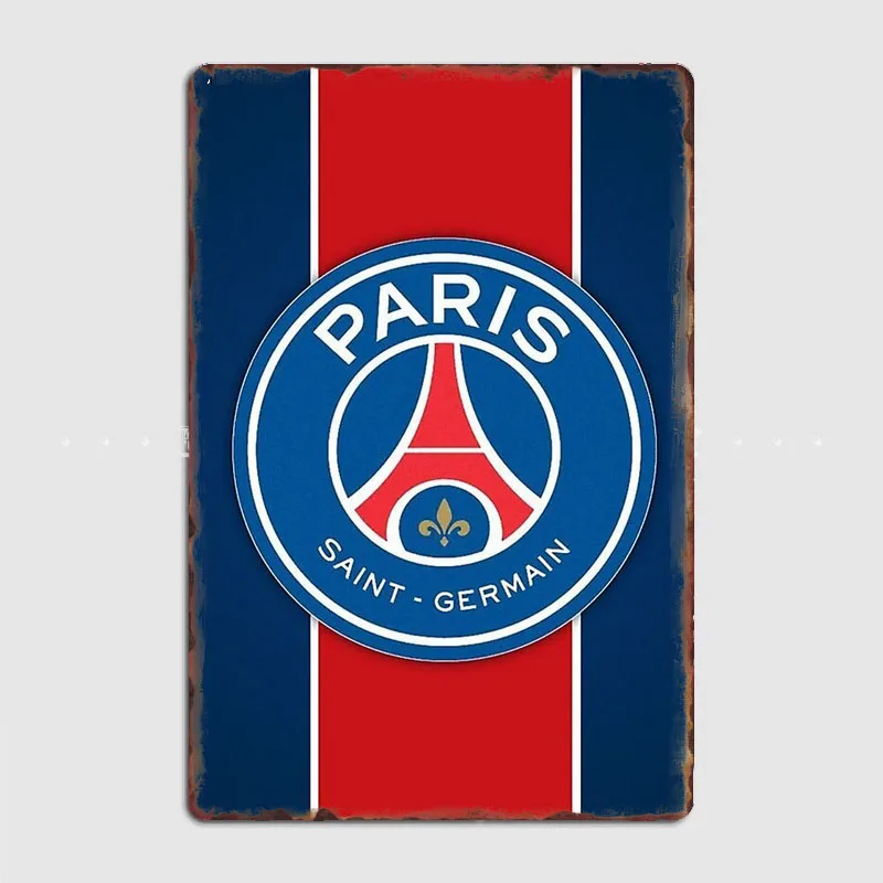 PSG Black Farmhouse Paris Art Logo Metal Plaque Poster Club Home Decor Cave Classic Plaques Tin Sign Poster Room Wall Decoration