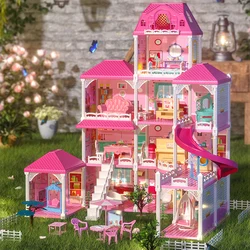 TEMI Doll House Dream House Castle-giocattoli modello architettonico, casa delle bambole di moda completamente arredata, teatro con accessori, fai da te