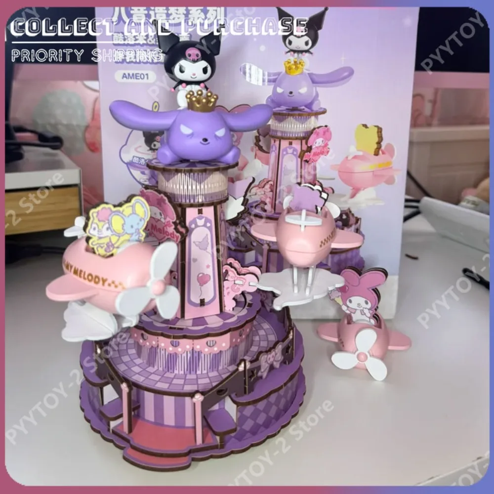 

Sanrio Kuromi Assembles Model Cute Cartoon Music Box Desktop Decoration Kawaii Anime Merchandise Collection Toys Birthday Gifts
