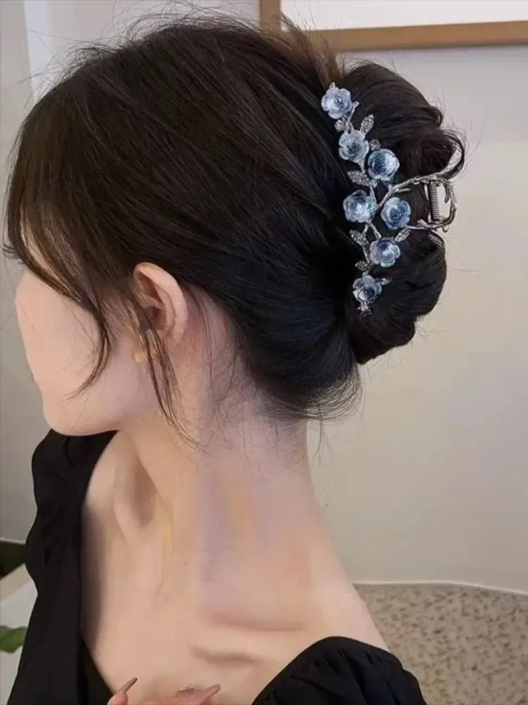 Pince à cheveux en métal pour femme, fleur de camélia, rétro, queue de cheval tressée, crabe, mode douce fille, carte de cheveux, accessoires pour cheveux, nouvelle collection