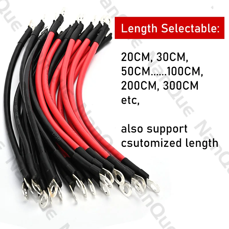 Battery Inverter Cable 8AWG 6AWG 4AWG 2AWG 10/16/25/35mm2 Red Black Color Soft Cable 20/30/40/50/60/100/200CM Length Soldering