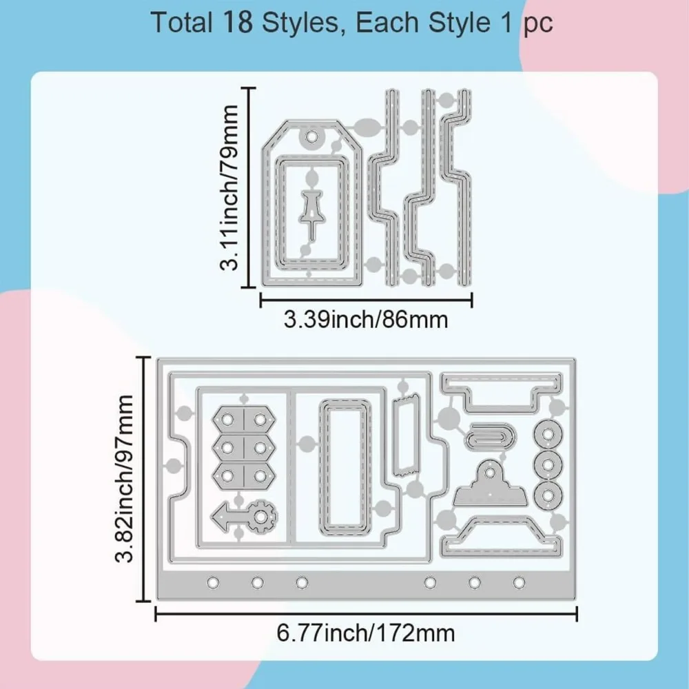 Plan Folder Pages Cutting Dies for DIY Scrapbooking Stitched Pocket Tag Metal Craft Tags Journals Planners Die Cuts Embossing