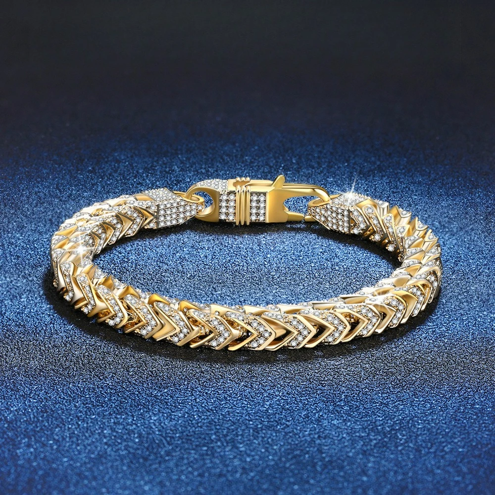 Fashion New Platinum PT950 18K Gold Bracelet with Moissanite Hip Hop Cuban Chain Full Set Moissanite Bracelet for Women