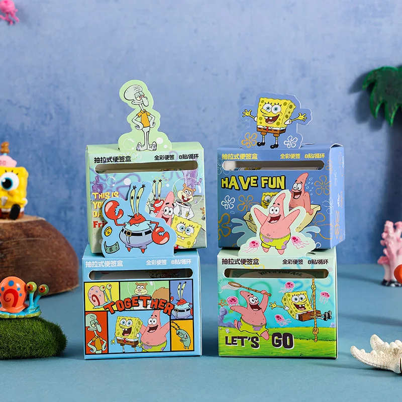 128 Sheets SpongeBob Pull‑Out Sticky Notes, Large‑Capacity Color Page Notepads, Aesthetic Cartoon Memo Pads for Back‑to‑School,