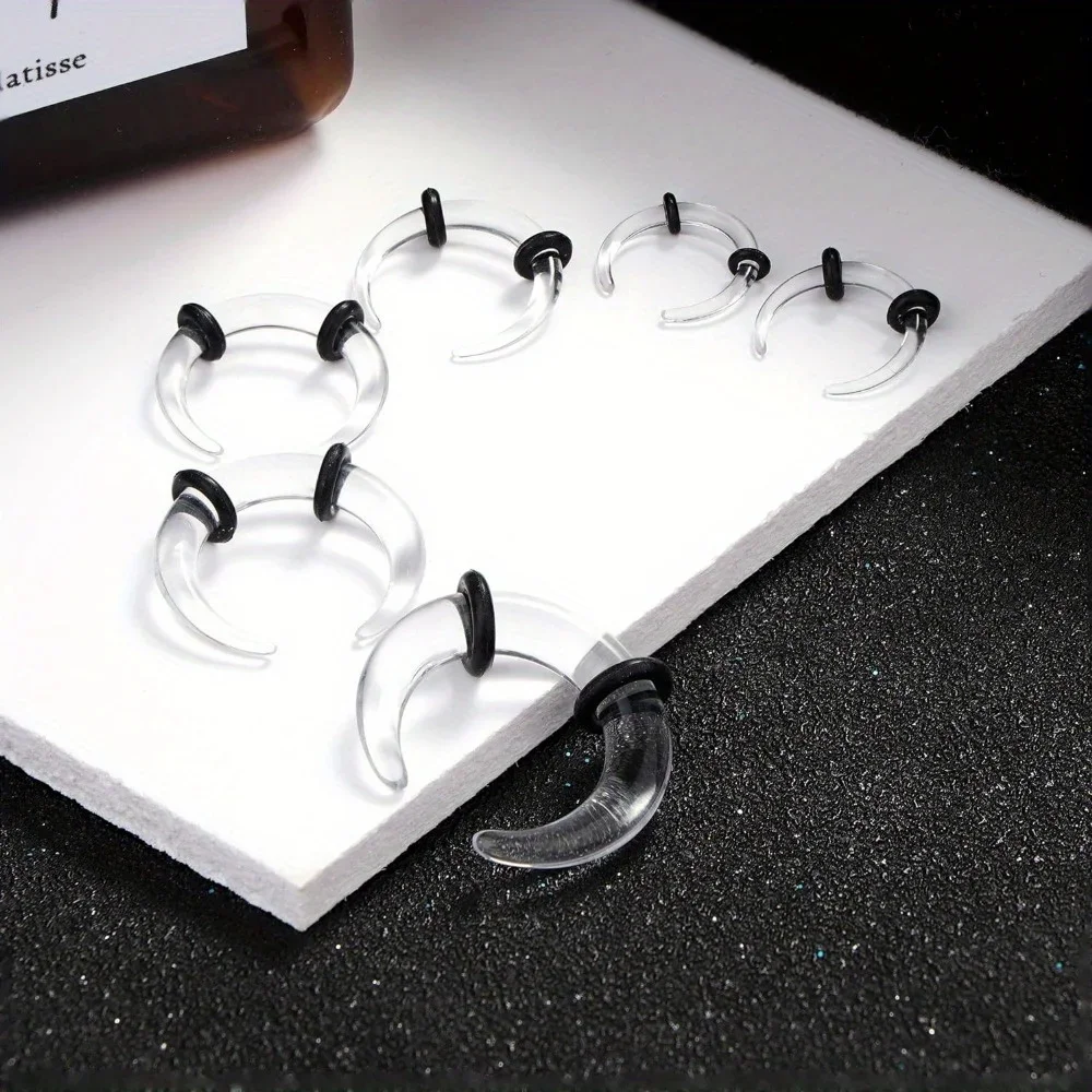 BESTEEL 1Pc Stainless Steel 14G-4G Septum Pincher Taper Septum Ring Acrylic Spike Horseshoe Tunnel Nose Ear Cartilage Stretching