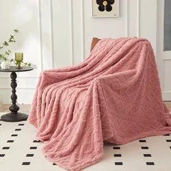 Flannel Fleece Throw Blankets Soft Adult Bed Cover Solid Color Tuff Blanket Winter Warm Stitch Fluffy Bedspread for Sofa Bedroom