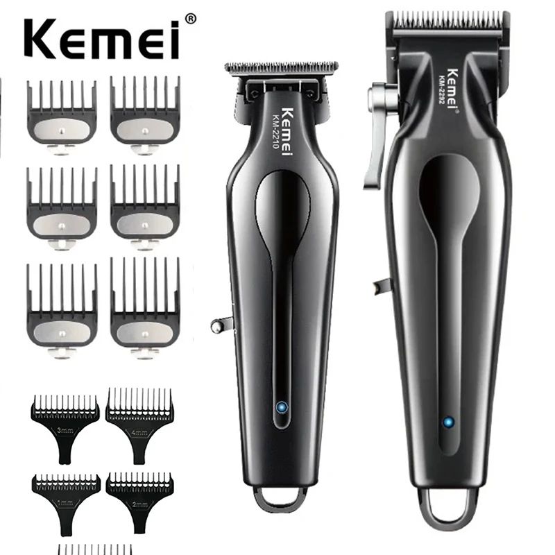 Kemei Professional Barber Hair Clippers and Cordless Trimmer Set Electric Hair Cutter Rechargeable Hair Cutting Machine for Men