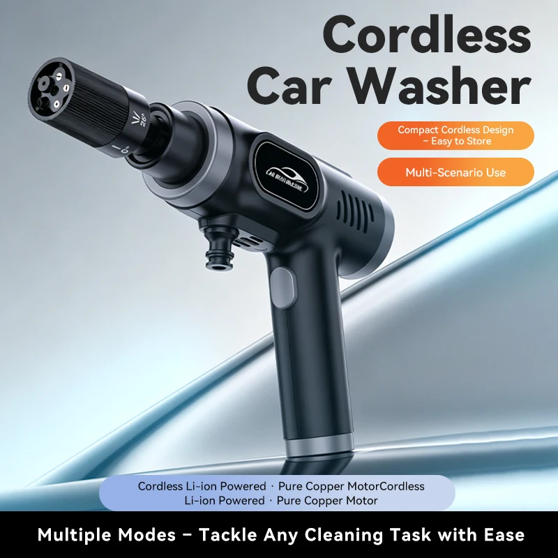 Car 5-in-1 Nozzle Portable Self-Priming Water Spray Gun High Pressure Car Washer Gun HD LED Display Foam Cannon Garden Cleaning