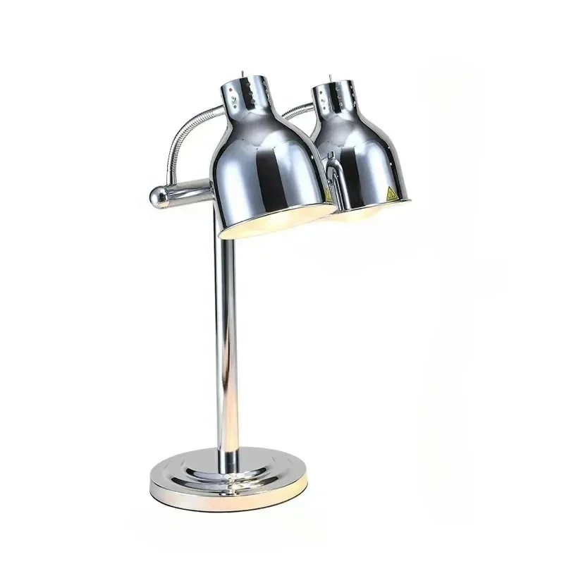 Lampada a Infrarossi 250W per Riscaldamento Alimenti, Lampada da Tavolo in Acciaio Inox Rame Antico Argento per Buffet, Hotel, Catering e Ristoranti