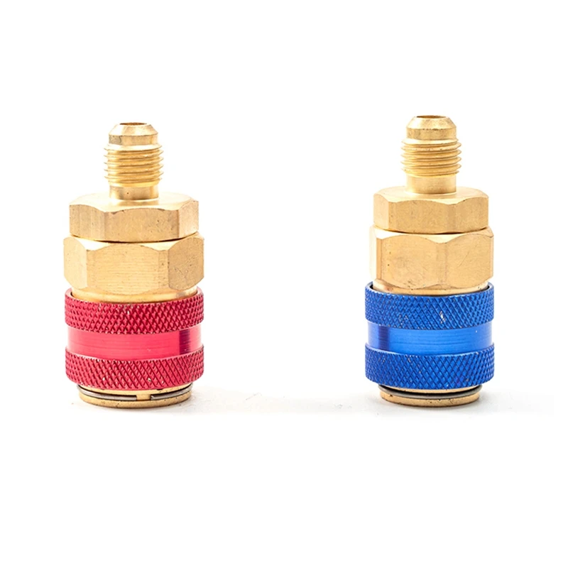 2PCS R134 H/L Quick Coupler Connector Brass Adapters Air Conditioning Refrigerant Charging Apdater Tool