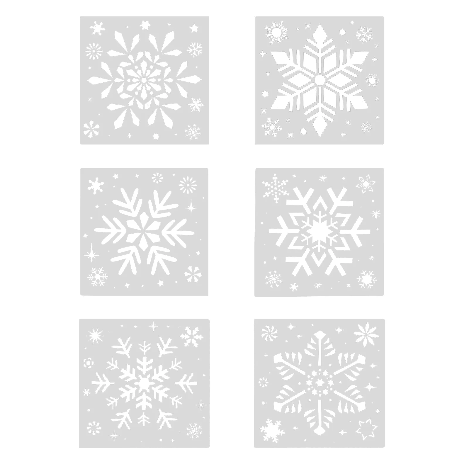 

6 Pcs Painting Template Scrapbook Stencils Snowflake Drawing Molds Christmas Coloring Pp DIY Templates Reusable