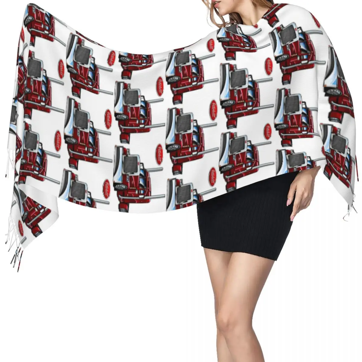 

Peterbilt Truck Шарф Шарфы с кисточками для женщин Мягкие теплые шали и накидки Длинная осенне-зимняя шаль