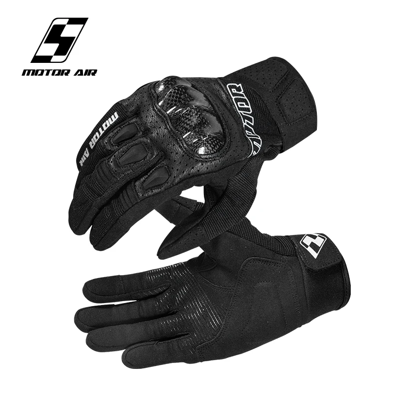 

Black Motorcycle Riding Golves Carbon Fiber Knuckle Protection Real Goat Leather Golves Breathable Wear-resistant Touch Screen