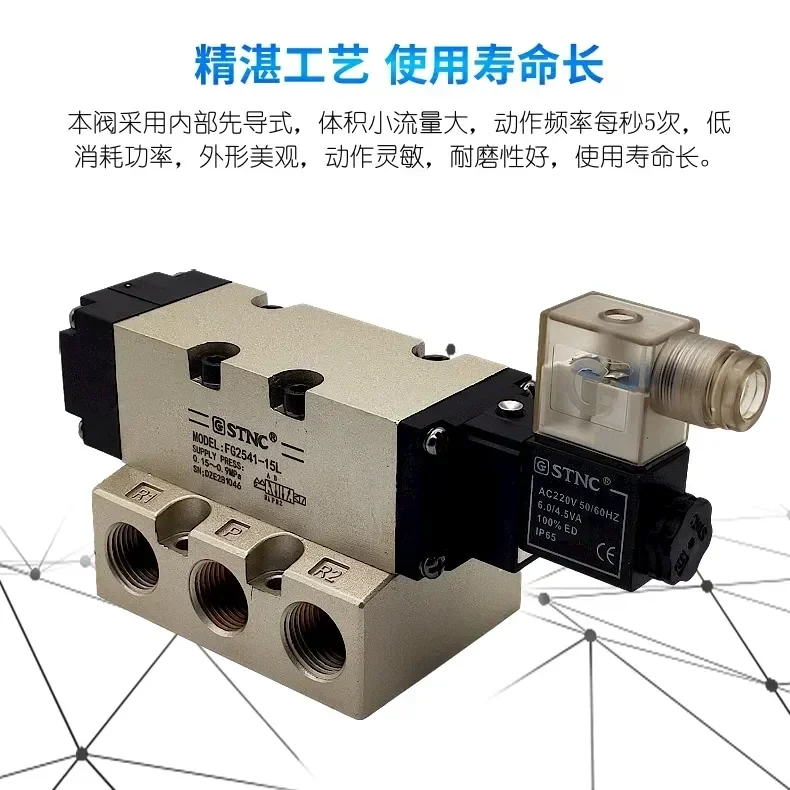Válvula solenóide pneumática de grande fluxo FG2541-15L FG2561-20L FG2581-25L