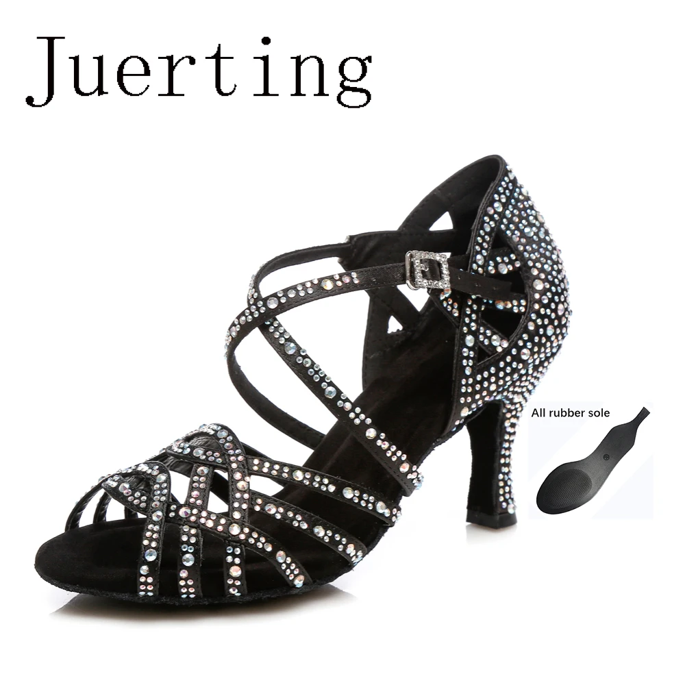 

Juerting Women's Adult salsa medium high Heels Modern Jazz Dance Heels Latin chachalumba Bachata drill shoes with customized rub