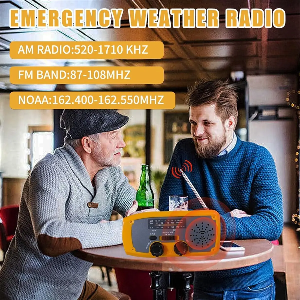 Special Offer-Emergency Solar Hand Crank Radio 2000mAh Portable NOAA/AM/FM Radio with LED Flashlight, SOS Alarm for Camping