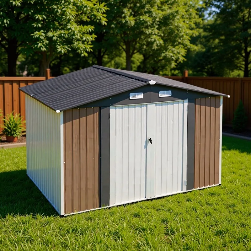 

Уличный садовый сарай-хранилище для инструментов, простой панельный сарай из железного листа для двора, мобильное хранилище для вещей