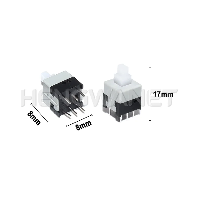 10PCS Mini Push button switch 6Pin Push Tactile Power Micro Switch Self lock On/Off button Latching switch 8.5X8.5mm 8.5*8.5mm
