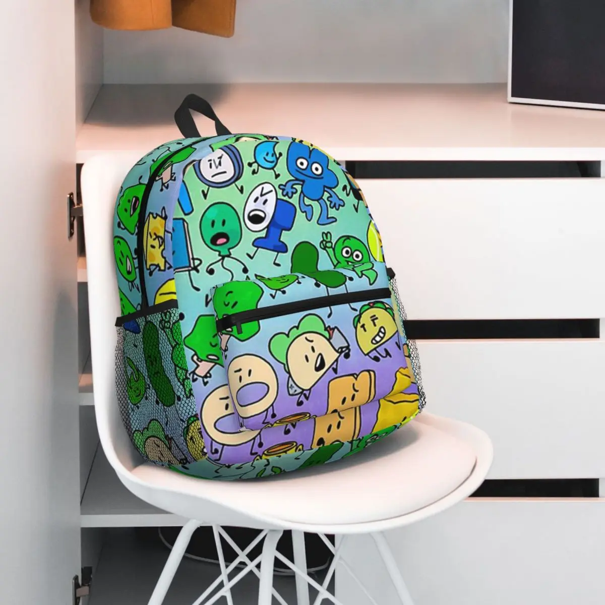 BFDI Inanimate Insanity All Characters (Rainbow) Student Backpack School Bag Hiking Travel Daypack for Men Women Bookbag