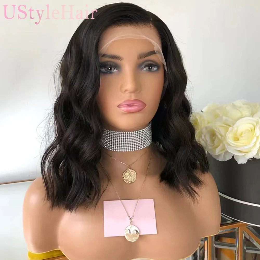 

UStyleHair Black Bob Lace Wig Short Wave Lace Front Wig Natural Hairline Synthetic Hair Heat Resistant Daily Used Frontal Wig