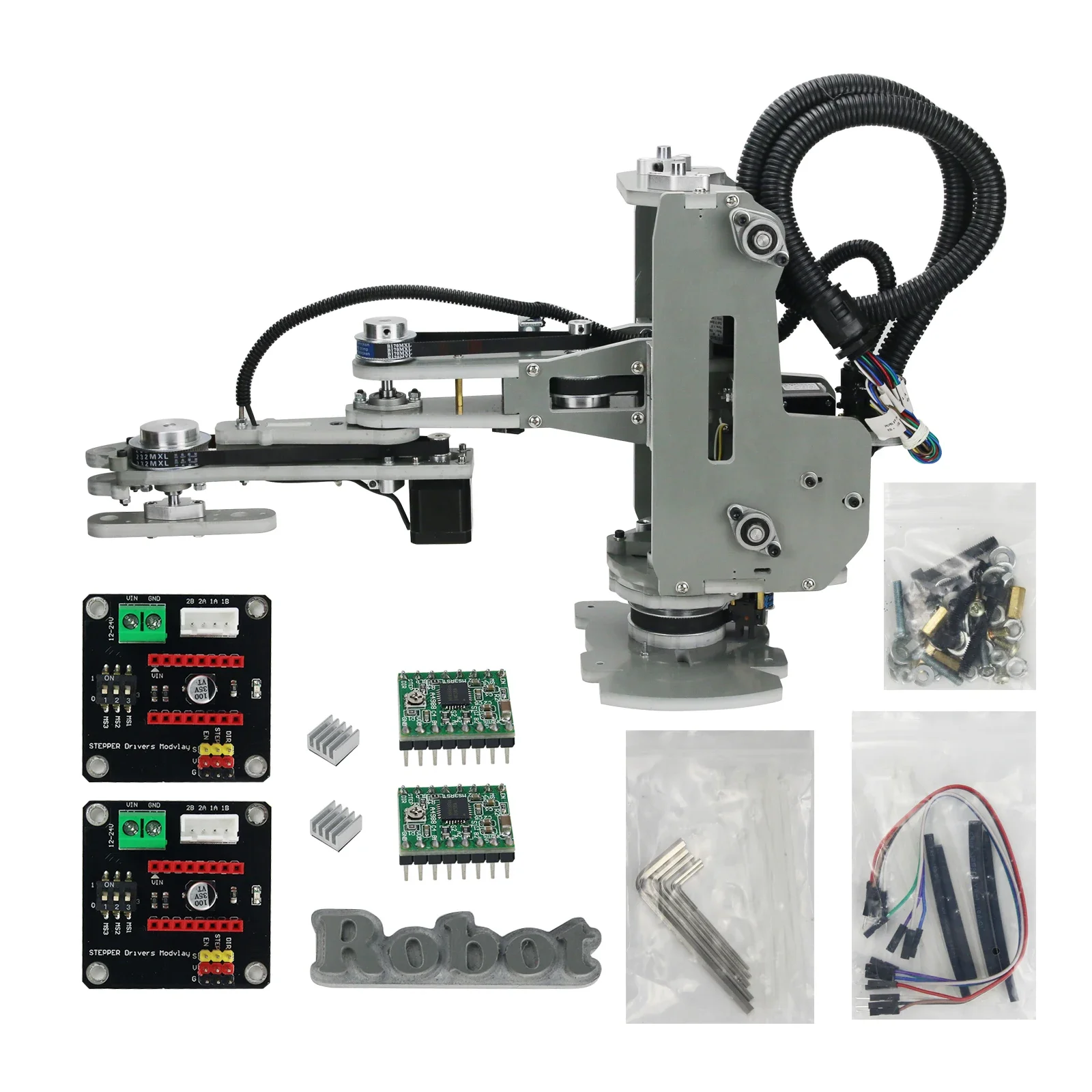 Assembled SCARA 4 Axis Stepper Motor Robot Mechanical Arm Hand Manipulator